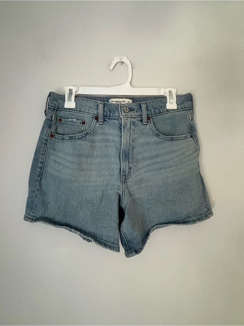 Abercrombie & Fitch High Rise Light Wash Dad Shorts Size 27 - Picture 5 of 8